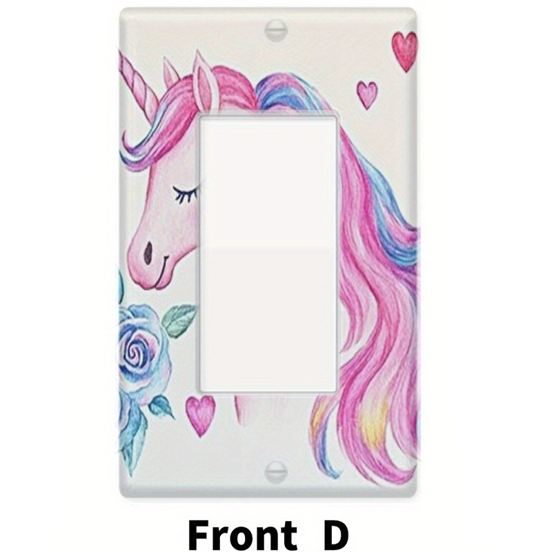TEMU Cache de Prise Décoratif avec Image d'Unicornes Cartoon - Installation Facile, Idéal pour Cuisine, Bureau, Chambre, Salle à Manger, Salle de