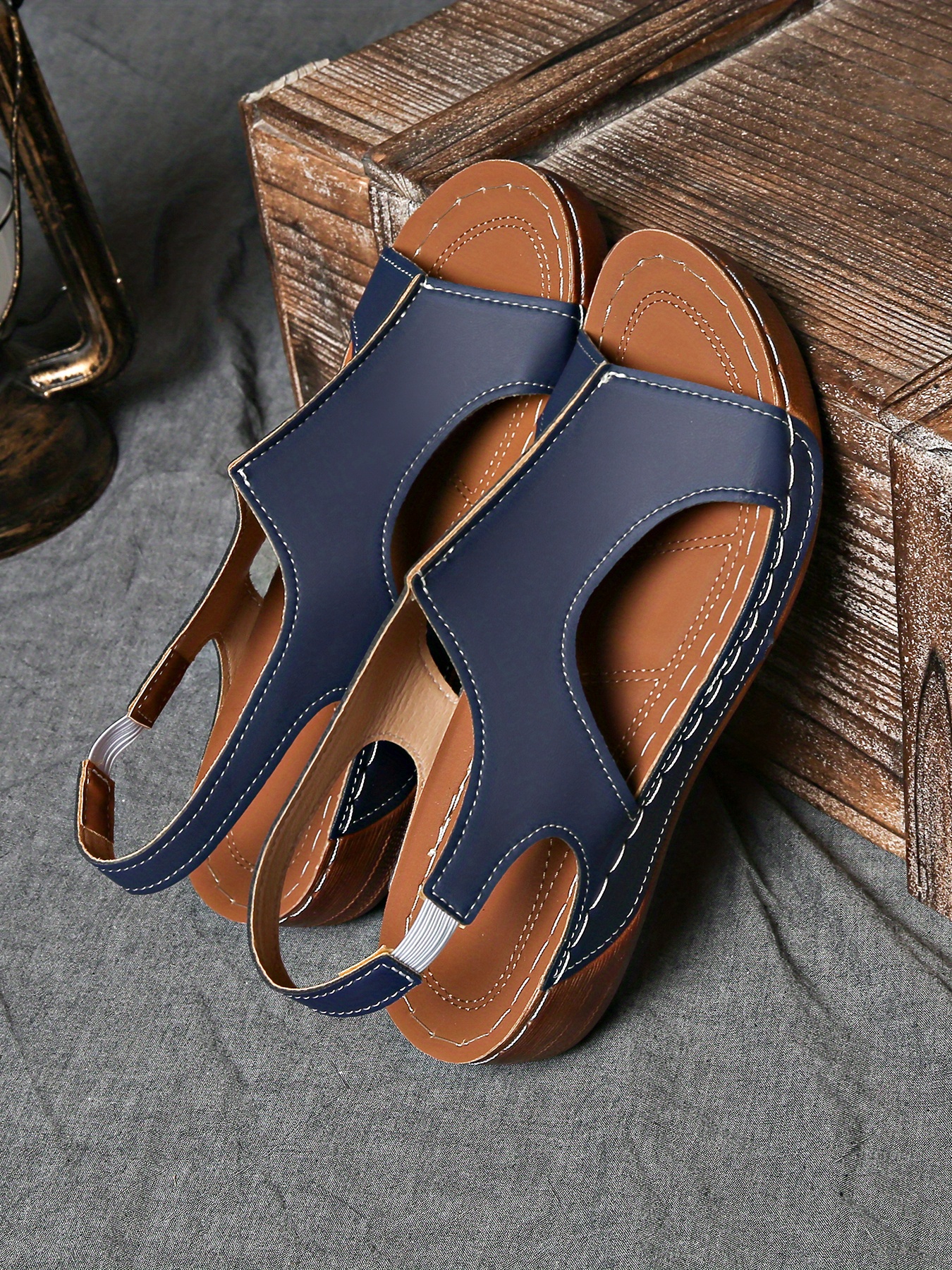 summer womens solid color wedge sports sandals casual versatile open toe simple outdoor vacation thick sole shoes summer comfortable hollowed out barefoot stretch elastic strap beach sandals Product details 21