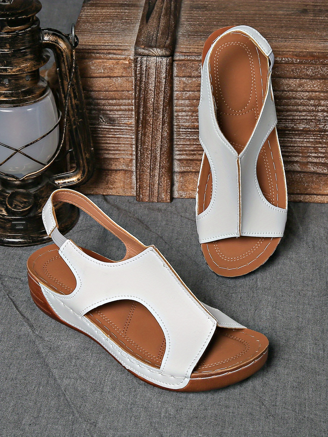 summer womens solid color wedge sports sandals casual versatile open toe simple outdoor vacation thick sole shoes summer comfortable hollowed out barefoot stretch elastic strap beach sandals Product details 15