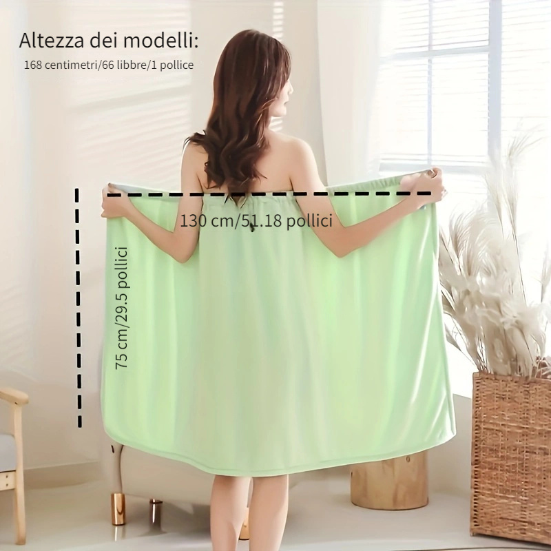 Asciugamano Da Spiaggia Con Bottone - 90x142 Cm, 100% Cotone - Tasca E Reggiseno Incorporato - Foto 7