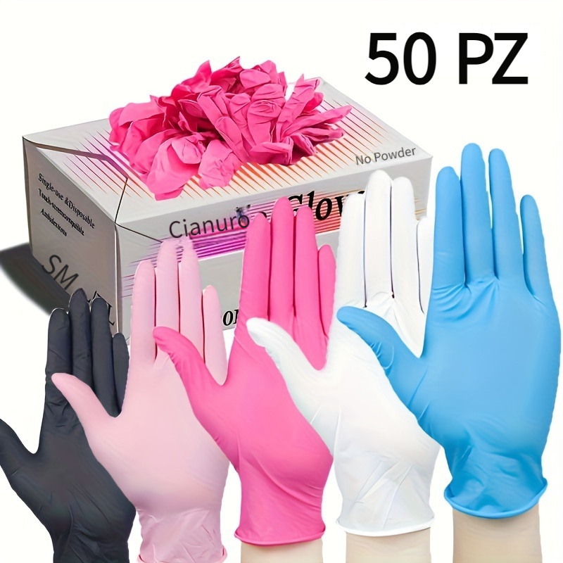 50pz guanti monouso in nitrile multicolore per cucina, bagno degli animali domestici, tinture per capelli, manicure e pulizie   - forniture   per la pulizia  , piccoli utensili, forniture monouso