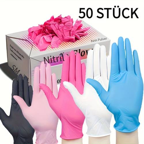 50 stück mehrfarbige einweg-nitrilhandschuhe für küche, haustierbad, haarfärben, maniküre & tägliche reinigung – unverzichtbare haushaltsreinigungsartikel, kleingeräte, einwegartikel