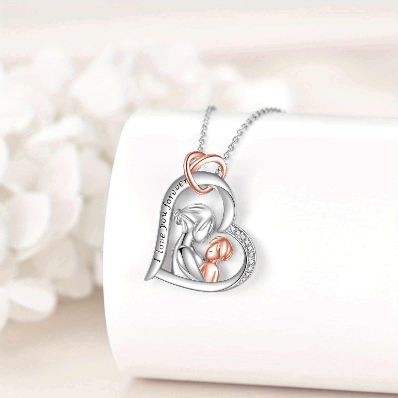 Adjustable Mom and Son Necklace, 925 Sterling Silver