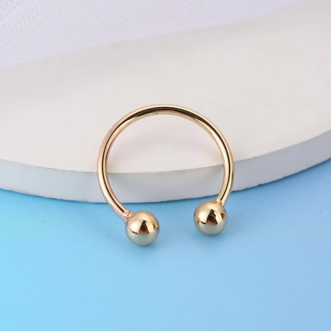 Unisex Adjustable Copper Double Ball Ring, Minimalist Design