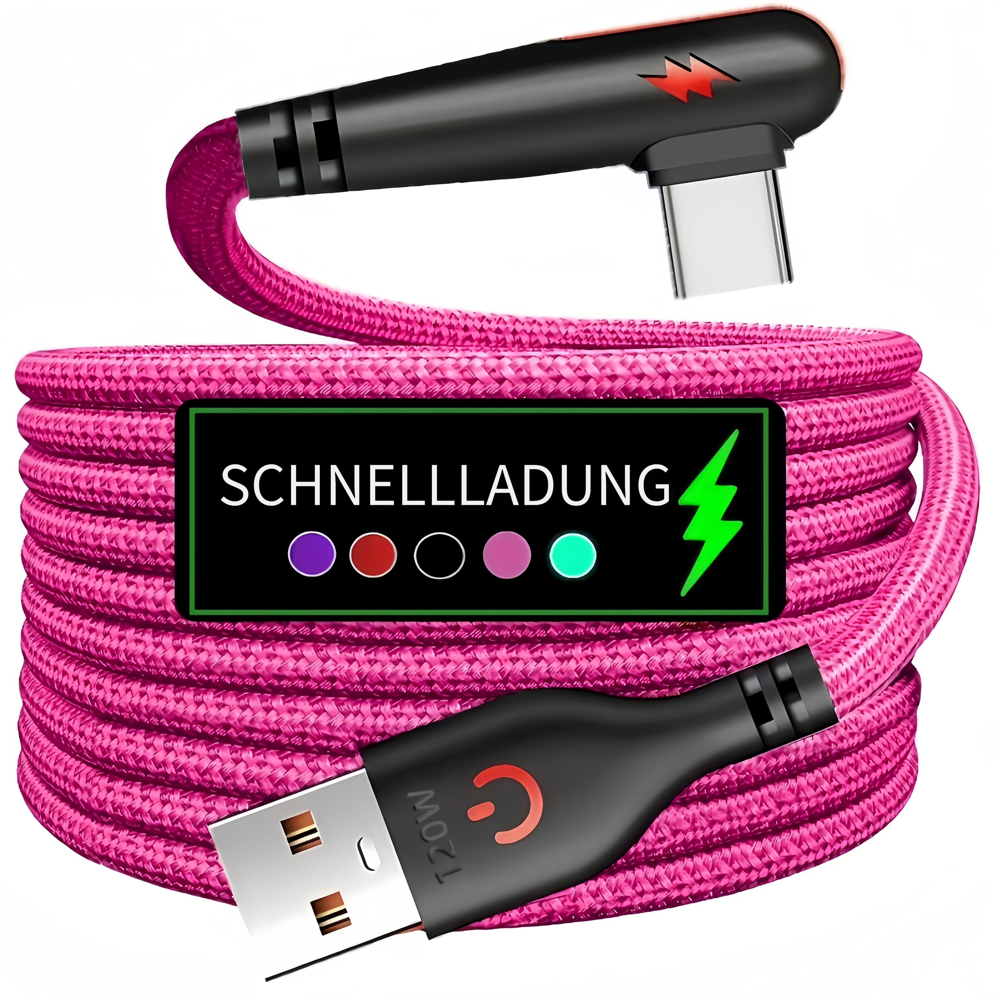 [ ./3 stk.] typ c ladegerät schnellladung, rechteckiges usb zu usb c kabel geflochtenes usbc ladegerät für huawei xiaomi redmi oppo oneplus und mehr smartphones