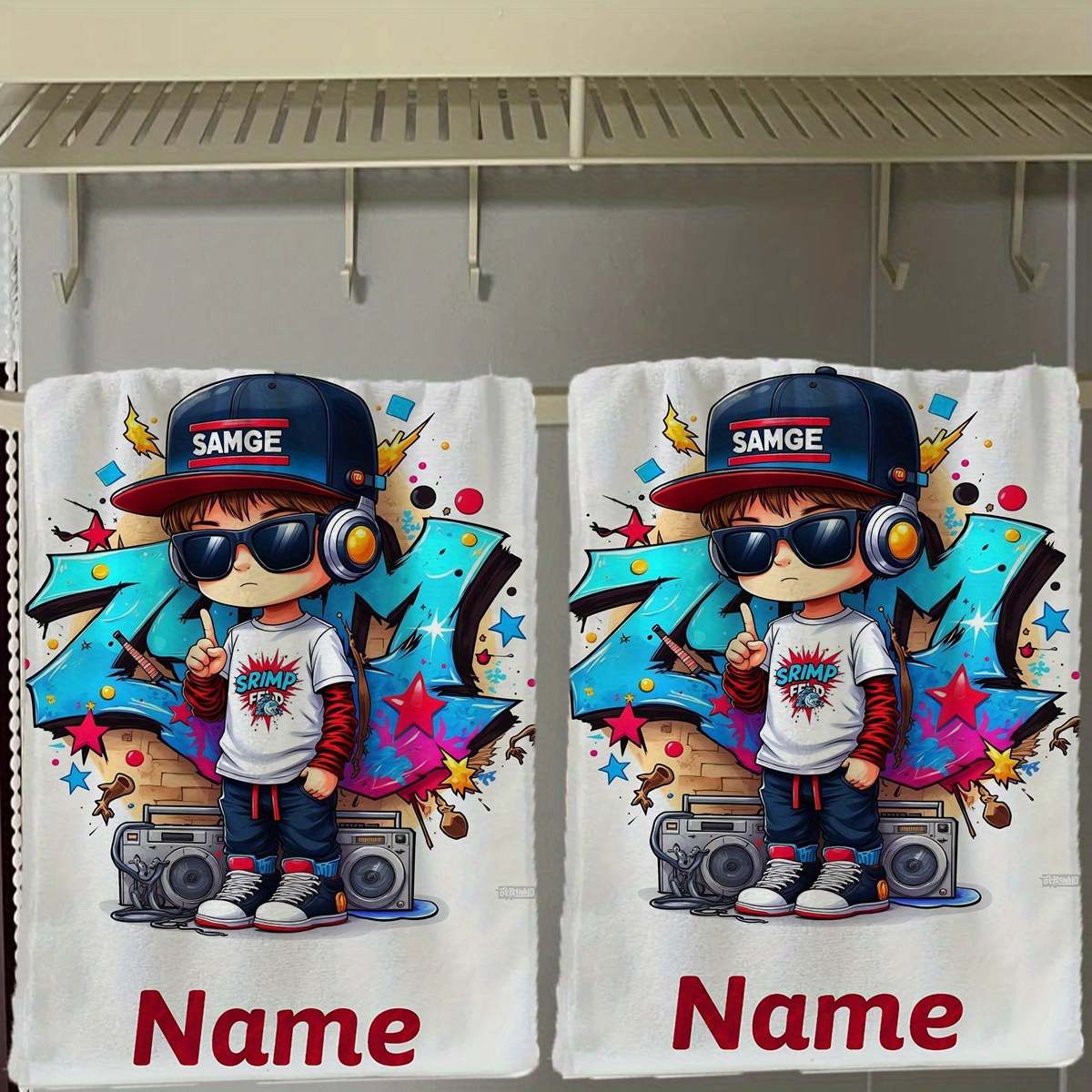 TEMU 1 , Toalla personalizada con , Estilo de dibujos animados, Diseño de rayas, Toalla de baño, Toalla absorbente de secado rápido, Toalla de estilo