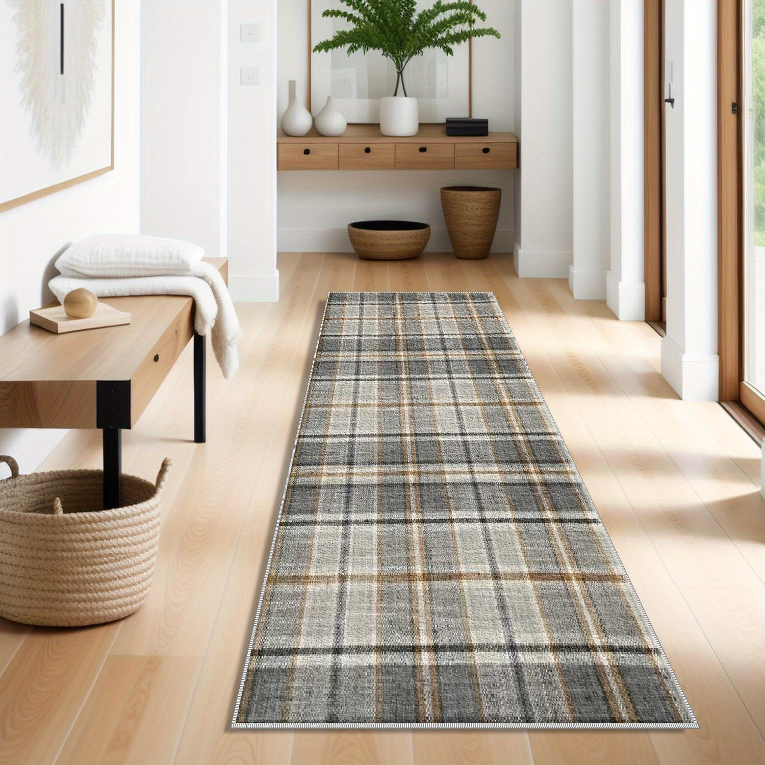 TEMU 1pc, Christmas-themed Pattern Long Strip Carpet, Hallway Carpet, Lightweight And Easy To Clean Foldable Floor Mat, Washable And Easy To Manage