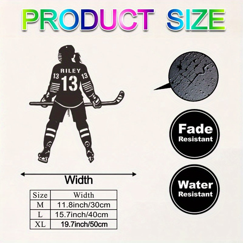 TEMU Panneau Métallique Personnalisé avec Silhouette de de Hockey avec Nom et Numéro - Idéal pour la Décoration Intérieure au Nouvel An et à Noël. Un