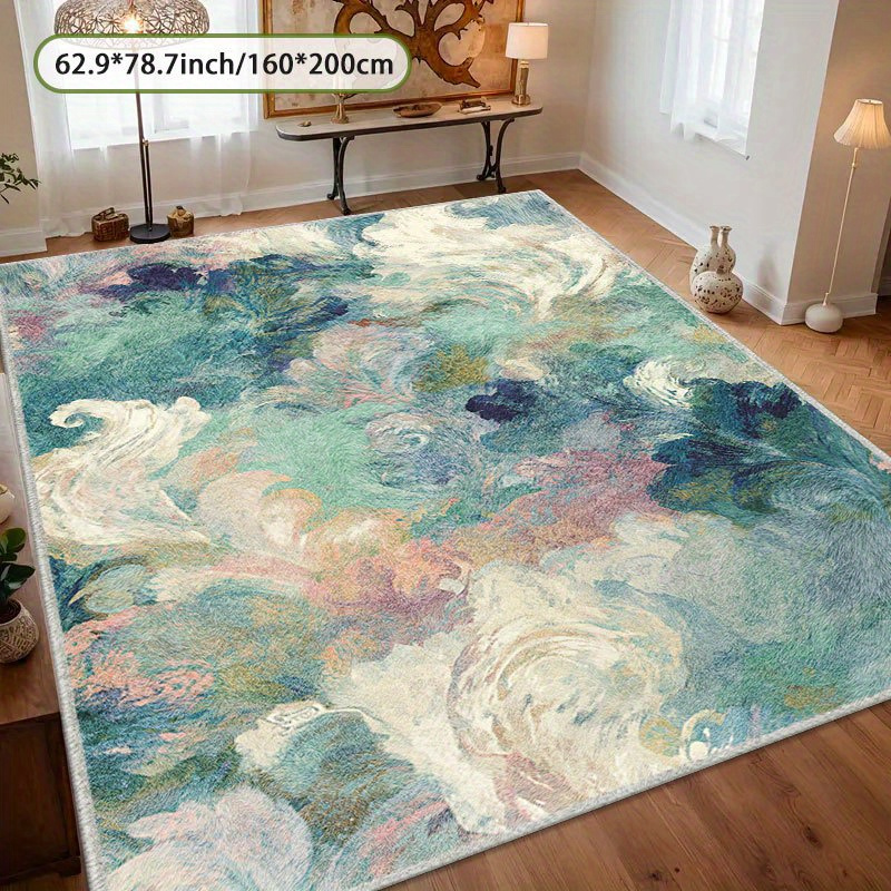 TEMU 1pc, Velvet Carpet, Abstract Carpet Decorative Carpet, Living Room Carpet, Home Decoration Carpet, Room Decoration Carpet, Holiday Decoration