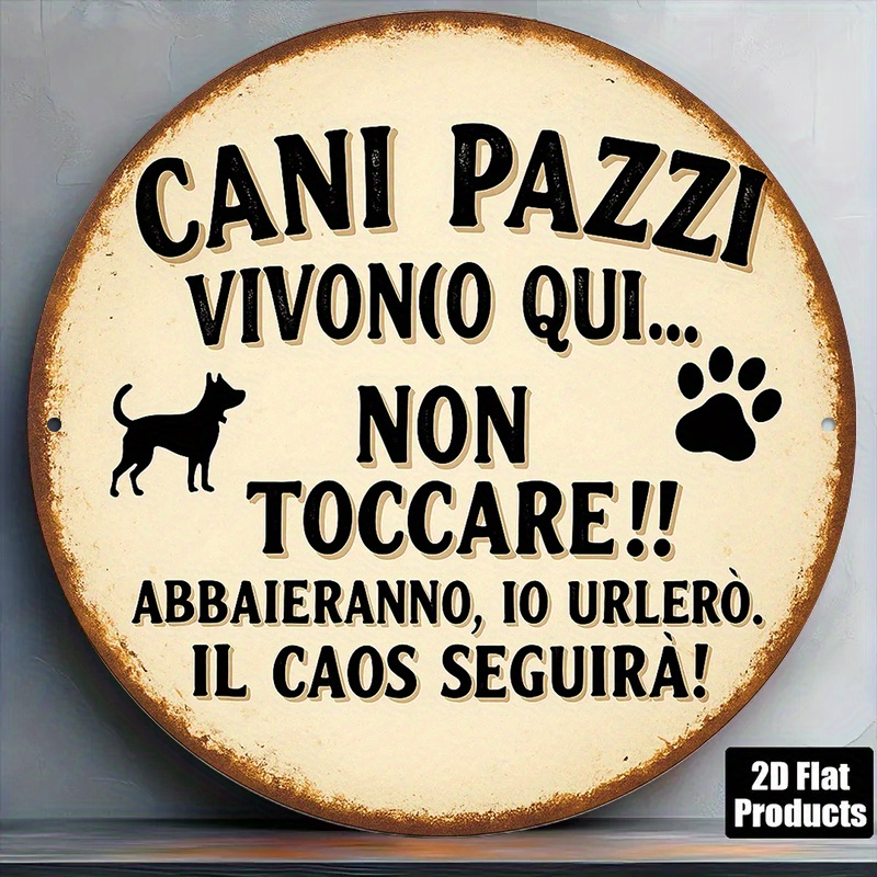 TEMU Targa francese piatta 2D, 1 pz, 20.32*20.32 cm in alluminio, placcatura decorativa vintage "Dog Lives Here", " The Dog", adatta per la casa, , ,