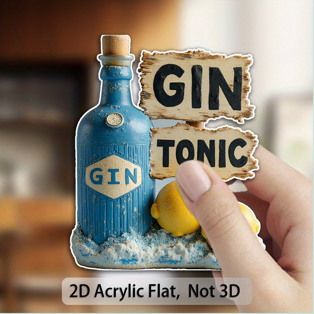 TEMU 1pc Gin Tonic Themed Fridge - Gin & Lemon Design With 