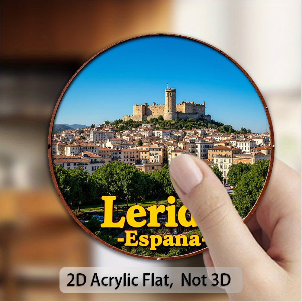 TEMU 1pc Imán de Nevera con Temática Española - Diseño de y de , España, Imanes Redondos de Acrílico con Texto en Español para Nevera, Congelador,