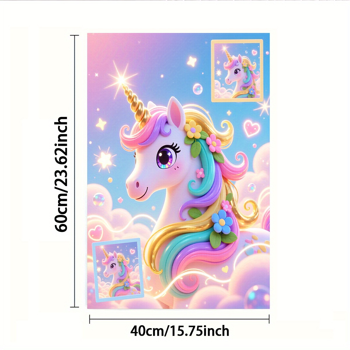 TEMU 2d Flat, 1pc Or 2pcs Towel, Single-sided Print, Rectangle 40×60cm, Cartoon-style Unicorn 2d Pattern, Soft, Comfortable, Durable, , Suitable For