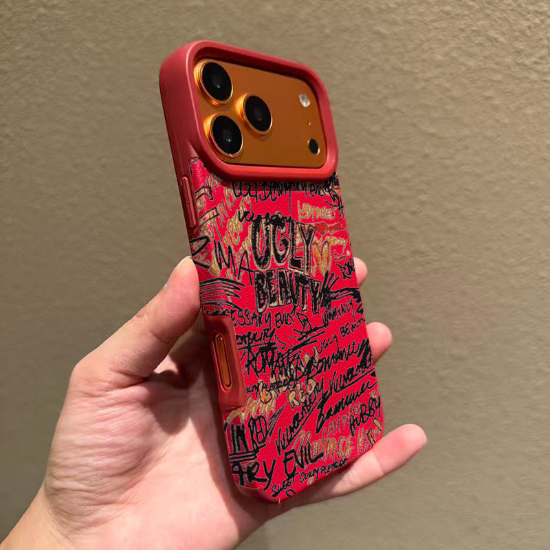 TEMU Phone Case - -friendly High-end Feel Faux Leather Pattern Phone Case For 17 Pro Max Air 16 15 14 Plus 13 12 11, Shockproof Cover