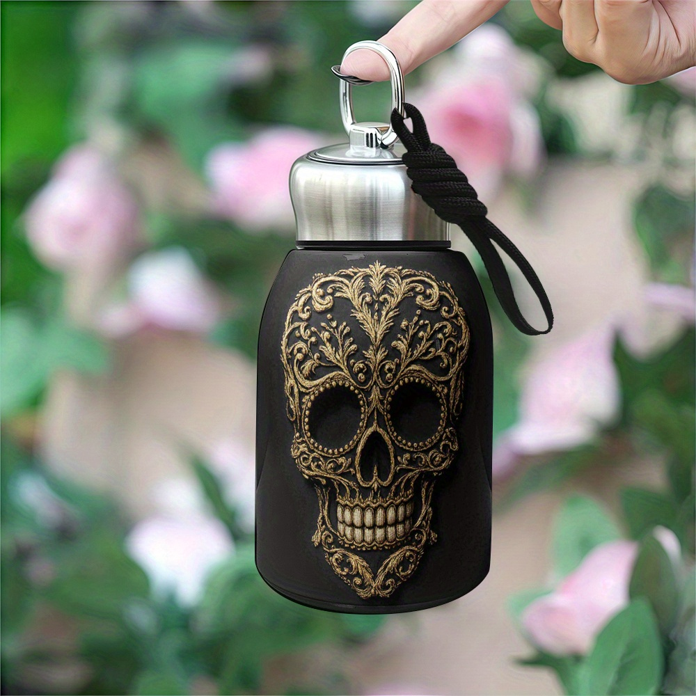 Image of Single Piece 10.5oz Stainless Steel Coffee Mugs And Tumblers, Featuring A Leak-proof Design, Perfect As A Gift, With A Detailed Golden Pattern