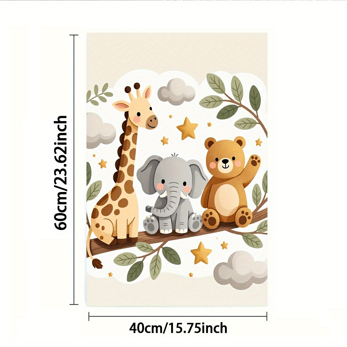 TEMU Handdoek, 2D Plat, 1 stuk of 2 stuks, Enkelzijdige Print, Rechthoekig 40x60cm, Giraffenpatroon in Cartoonstijl 2D, Zacht, Comfortabel, Duurzaam