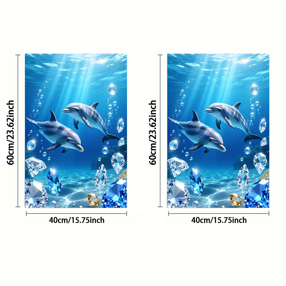 E-shop Handtuch, 2D-Flach, . oder 2 Stk., einseitiger Druck, rechteckig 40×60 cm, Delfin 2D-Muster, weich, bequem, langlebig geruchsfrei, geeignet für
