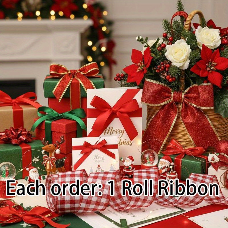 TEMU 63mm Draadlint voor Kerstversiering, Geschikt voor Langdurig Gebruik, Perfect voor het Decoreren van Kerstbomen, Kransen, Cadeauverpakkingen en