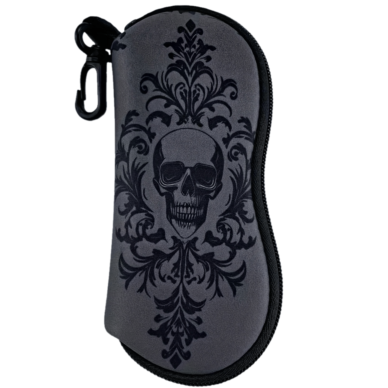 Image of 1pc Skull Print Pattern Zippered Case, Portable Neoprene Zippered Eyewear Pouch, Fits All Types And Sizes Of Glasses, Suitable For Men And Women