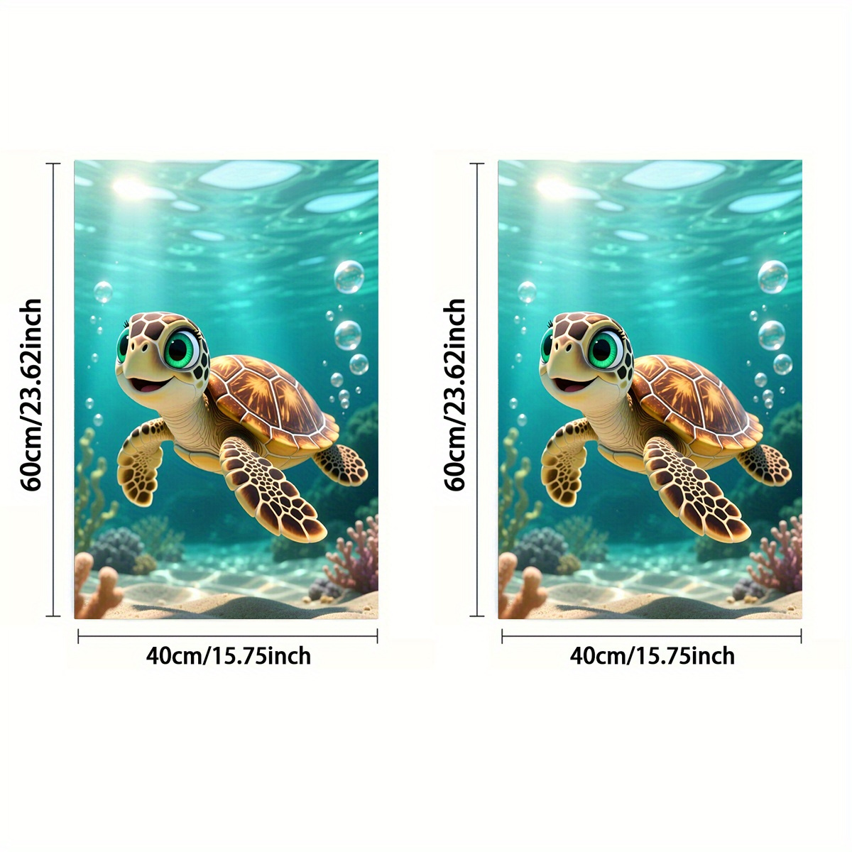 TEMU 1 ou 2 pièces Serviette de cuisine, Impression recto avec motif de tortue de mer de dessin animé 2D, Douce et confortable, Durable et odeur,