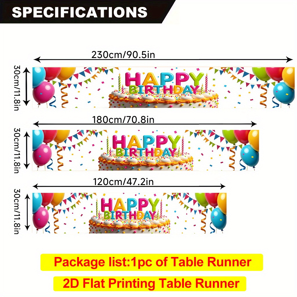 TEMU 1pc Of 2d Tablecloth, Durable Polyester Table Cover For Birthday Cake Parties, Rectangular, Suitable For Dining Tables, Kitchens, Restaurants,