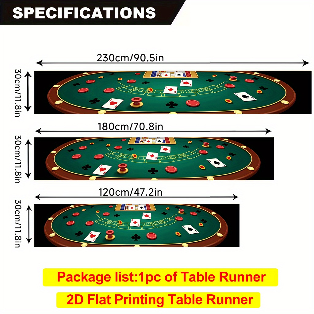 TEMU 2D Plat, 1 stuk, Poker Tafelbladspel Competitief Duurzaam Polyester Tafelkleed, Rechthoekig, Geschikt voor Eettafel, Keuken, Restaurant,