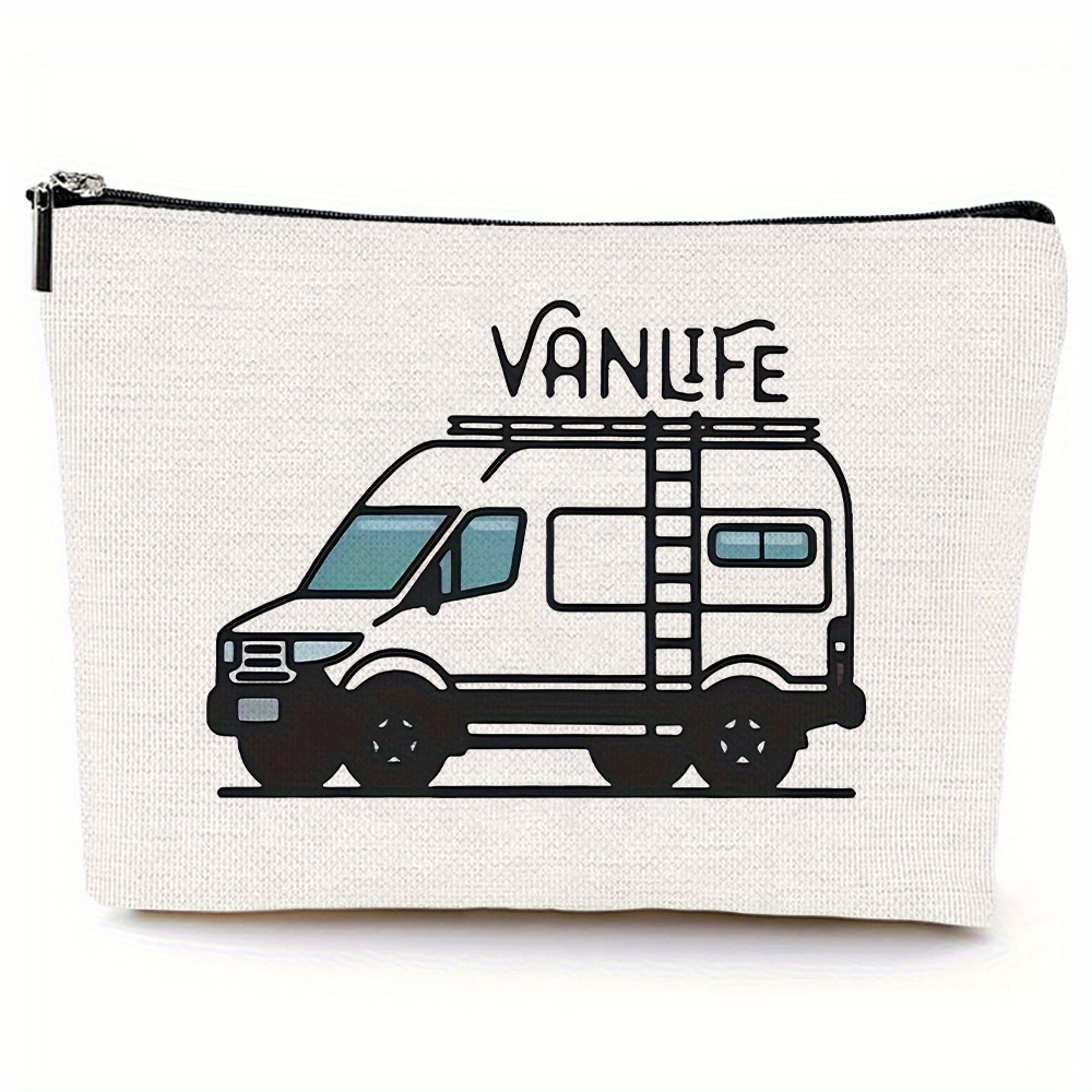 Image of 1pc Cosmetic Bag, Double Sided Printing, Traveler Gift For Nature And Enthusiasts, 9inch*7inch*1.97inch With Zipper Closure, Accessories