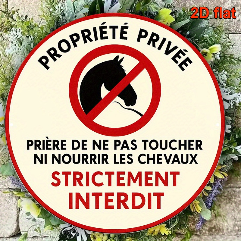 TEMU Panneau 2D plat, 1pc Français "Ne pas à l'alimentation" Cheval - Plaque métallique de ferme vintage adaptée à la décoration de , écurie, café et