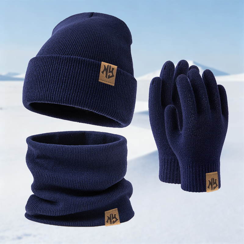 Ensemble Hiver Chaud et Abordable : Bonnet, Écharpe et Gants avec Logo NY, Style Mix & Match, Multifonctionnel et Résistant au Vent, Idéal pour le Froid, Cadeau Parfait pour Amis et Famille, Style Classique pour Ski et Extérieur, Équipement d'Hiver pour l'Extérieur,Tricots Douillets,Ensemble d'Hiver