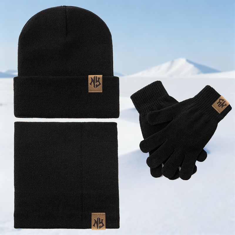 Ensemble Hiver Chaud et Abordable : Bonnet, Écharpe et Gants avec Logo NY, Style Mix & Match, Multifonctionnel et Résistant au Vent, Idéal pour le Froid, Cadeau Parfait pour Amis et Famille, Style Classique pour Ski et Extérieur, Équipement d'Hiver pour l'Extérieur,Tricots Douillets,Ensemble d'Hiver