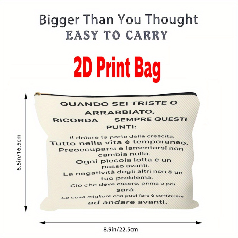 TEMU Una singola borsa di Natale stampata in 2D, progettata per trucco e articoli da toeletta, con ispiratrici italiane. Questo pratico organizer per