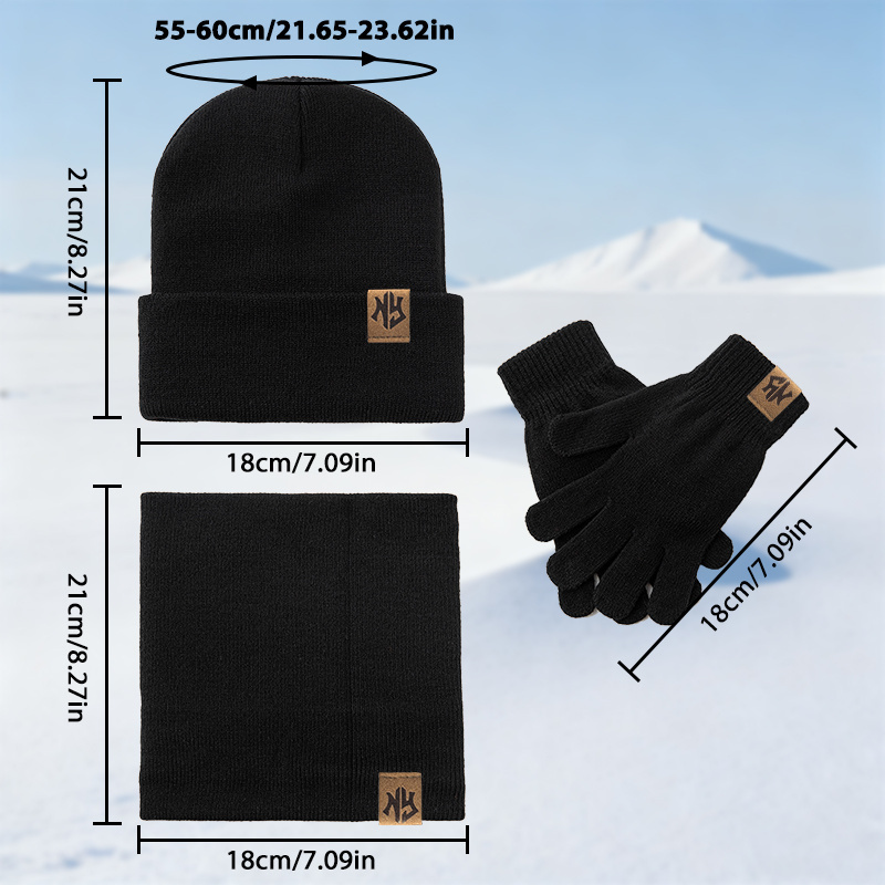 Ensemble Hiver Chaud et Abordable : Bonnet, Écharpe et Gants avec Logo NY, Style Mix & Match, Multifonctionnel et Résistant au Vent, Idéal pour le Froid, Cadeau Parfait pour Amis et Famille, Style Classique pour Ski et Extérieur, Équipement d'Hiver pour l'Extérieur,Tricots Douillets,Ensemble d'Hiver