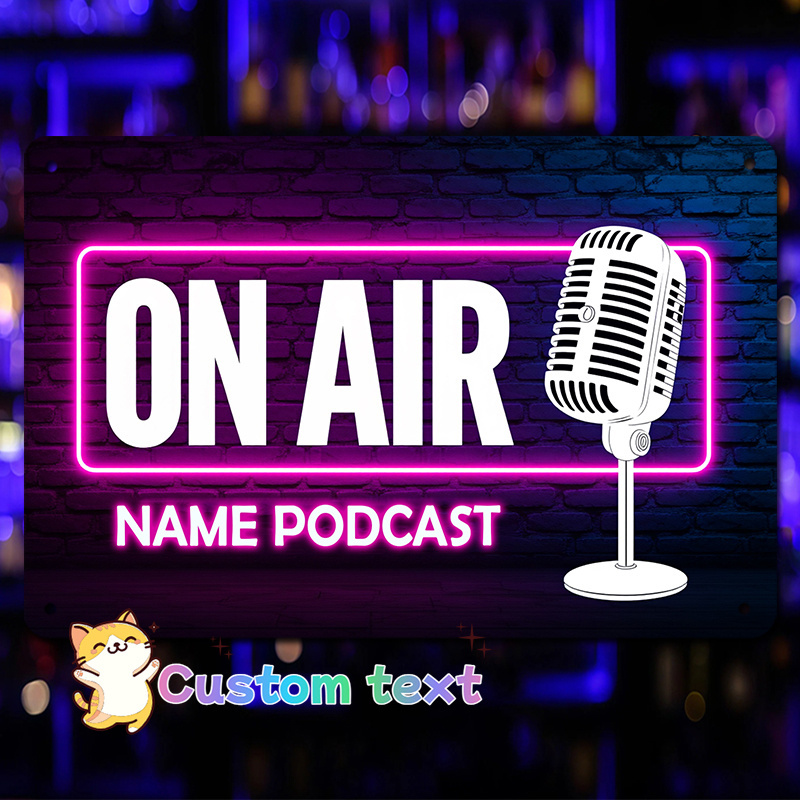 TEMU 1pc Personalized Aluminium Sign With Podcast Theme, 