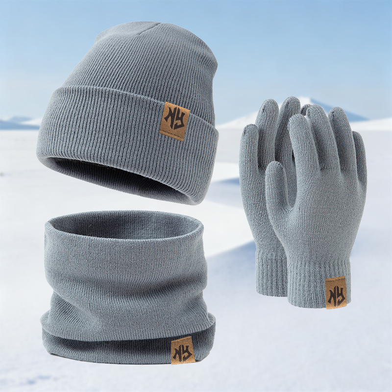 Ensemble Hiver Chaud et Abordable : Bonnet, Écharpe et Gants avec Logo NY, Style Mix & Match, Multifonctionnel et Résistant au Vent, Idéal pour le Froid, Cadeau Parfait pour Amis et Famille, Style Classique pour Ski et Extérieur, Équipement d'Hiver pour l'Extérieur,Tricots Douillets,Ensemble d'Hiver