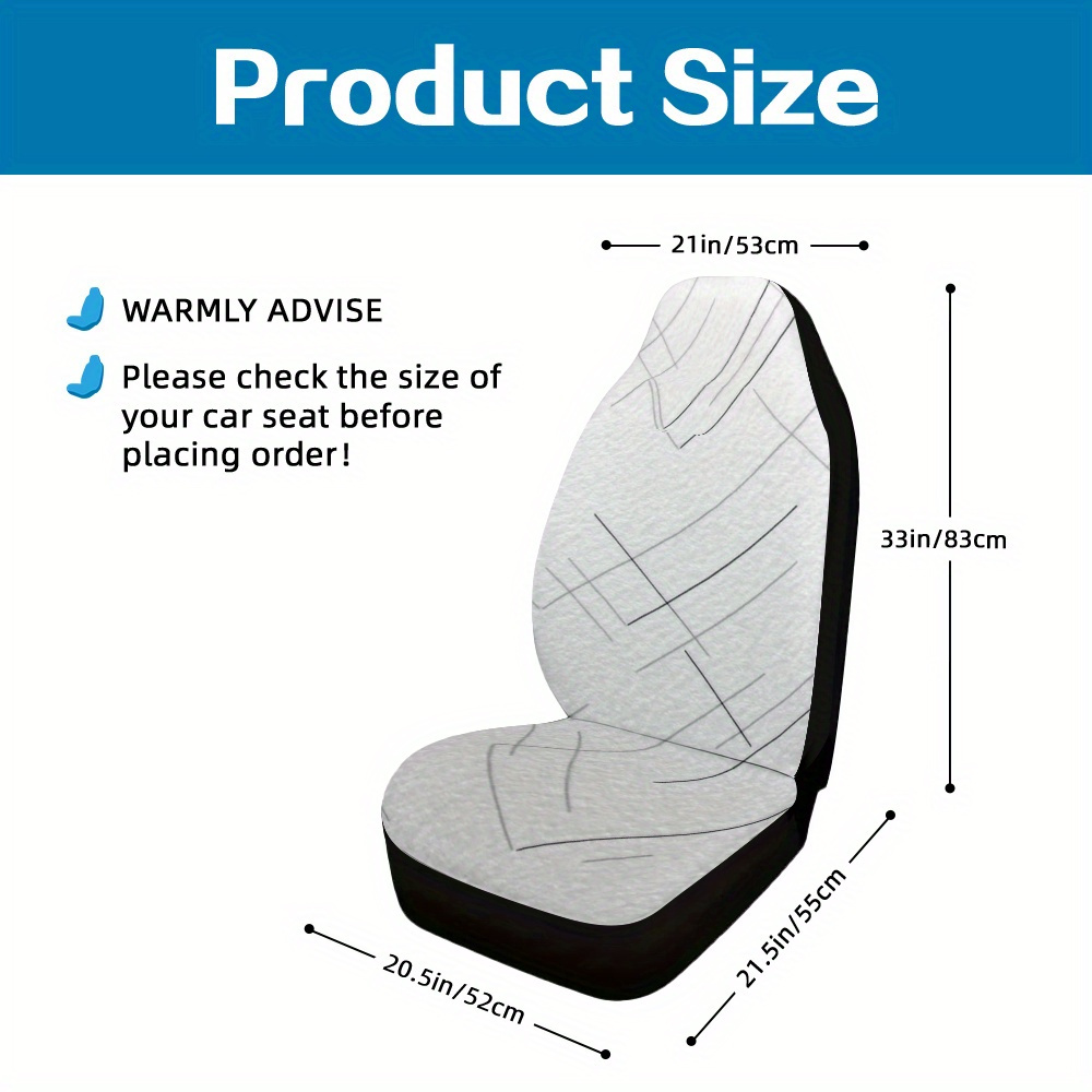 TEMU Set Of 2, Grey Design Vehicle Seat Protectors, Cozy And Machine Washable, Fits Cars, Suvs, And Trucks, Perfect For Casual Driving And Travel