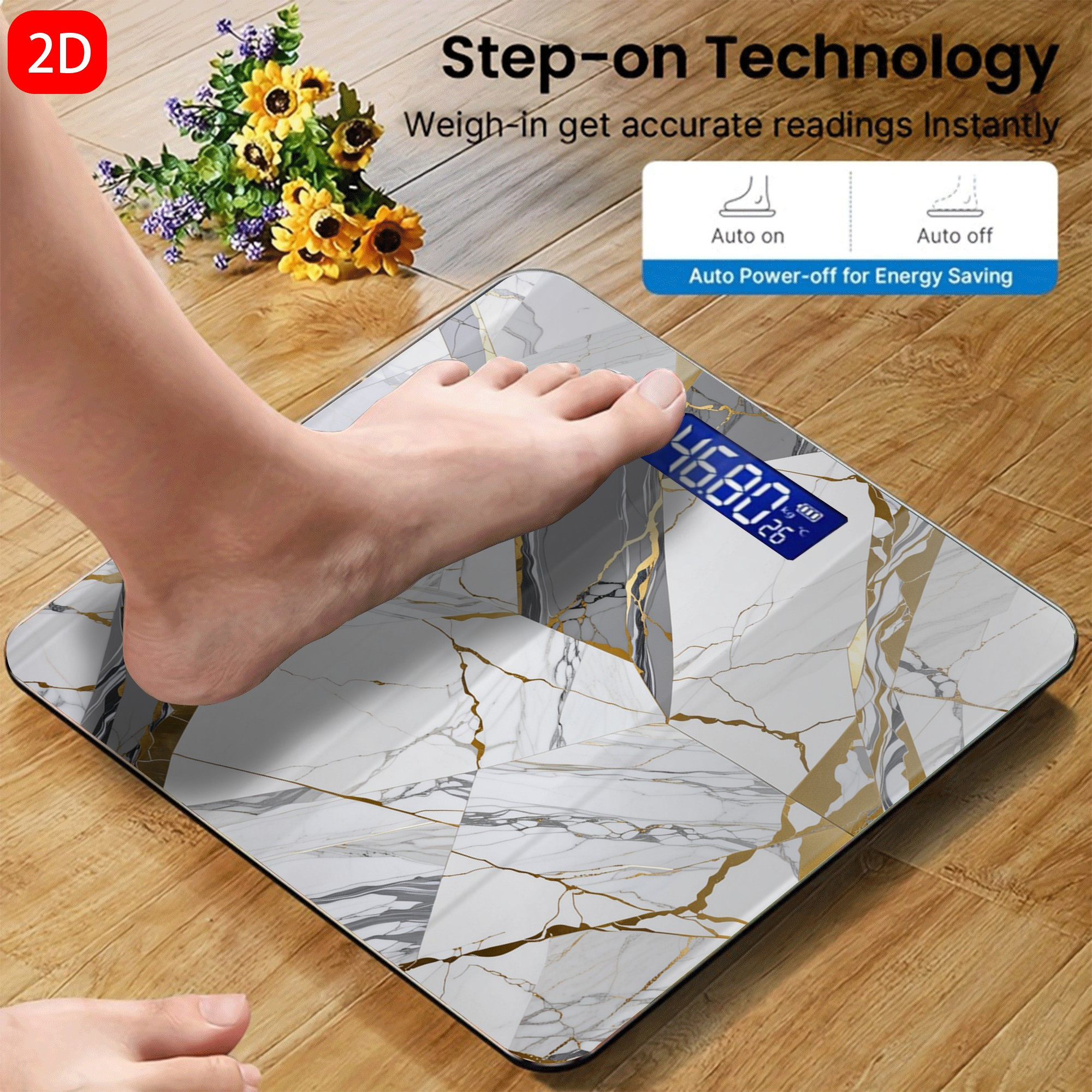 TEMU Flat Tempered Glass Electronic Scale Household Weight Scale Led Display Convenient And , Bathroom Scale, Health Monitoring, Compact Scale, , ,
