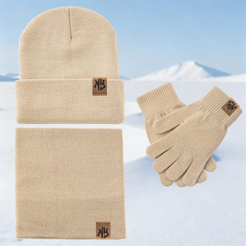 Ensemble Hiver Chaud et Abordable : Bonnet, Écharpe et Gants avec Logo NY, Style Mix & Match, Multifonctionnel et Résistant au Vent, Idéal pour le Froid, Cadeau Parfait pour Amis et Famille, Style Classique pour Ski et Extérieur, Équipement d'Hiver pour l'Extérieur,Tricots Douillets,Ensemble d'Hiver