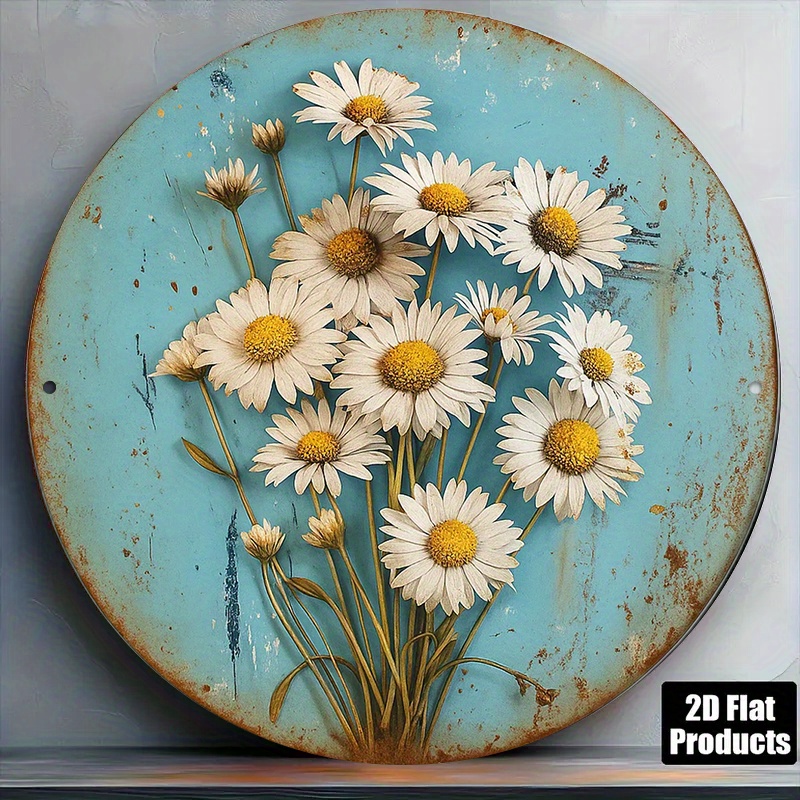 TEMU Decorazione Murale Vintage a Bouquet di 2D Piatto e - Insegna in Metallo di Alluminio Adatta per Stile Country Farmhouse, per Regali di e San
