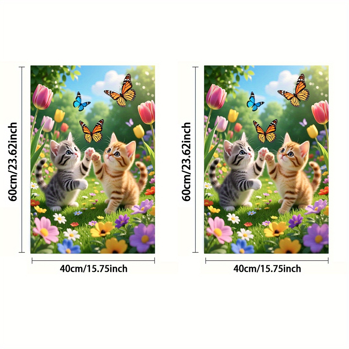 TEMU 2d Flat, 1pc Or 2pcs, Towel, Single-sided Print, Rectangular 40x60cm, Cartoon Kitten 2d Pattern, Soft, Comfortable, Durable, And , Suitable For