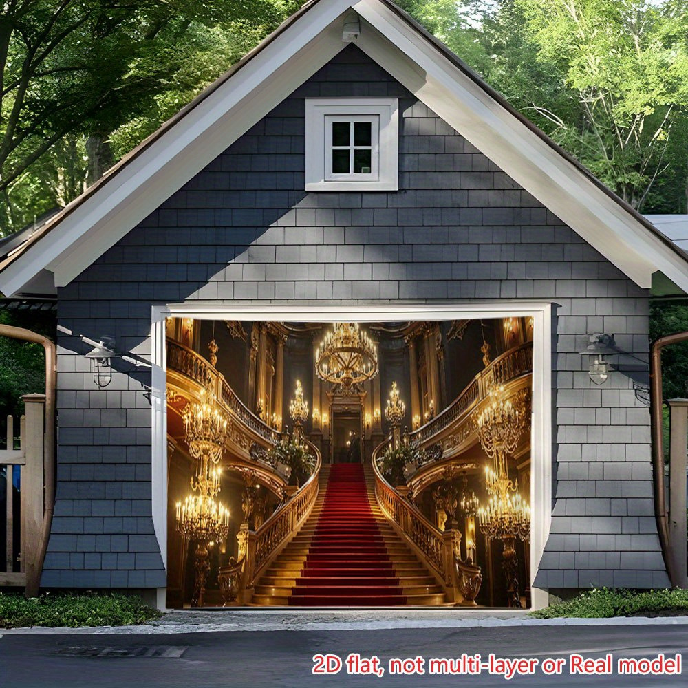Grand Staircase Chandelier Red Carpet Oversized Garage Backdrop