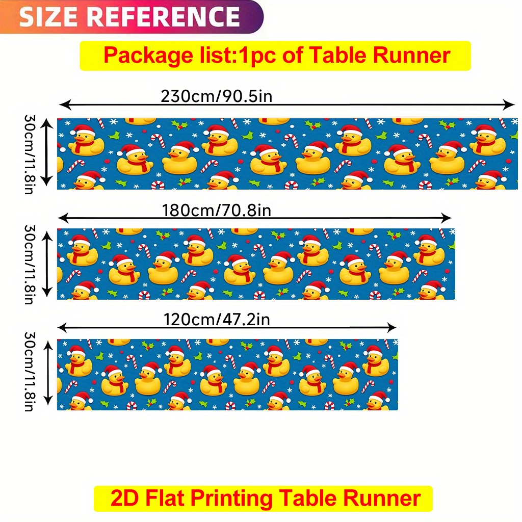 TEMU 1 2d Tablecloth Featuring A Yellow Duck Wearing A Christmas Hat, Made Of Polyester, Rectangular , Suitable For Dining Tables, Coffee Tables, And