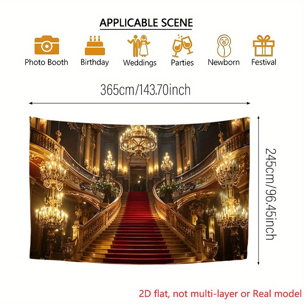 Grand Staircase Chandelier Red Carpet Oversized Garage Backdrop