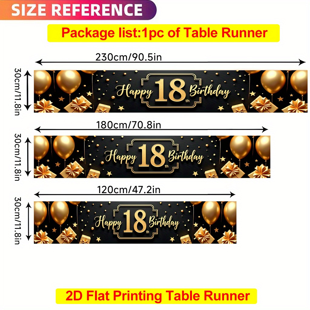 TEMU 1 2d Tablecloth, Designed With A Golden Birthday Party Theme, Made Of Polyester, Rectangular , Suitable For Dining Tables, Coffee Tables, And