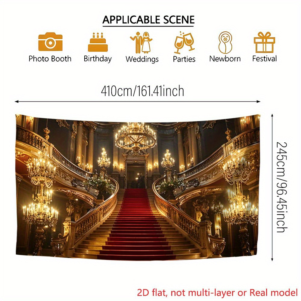 Grand Staircase Chandelier Red Carpet Oversized Garage Backdrop