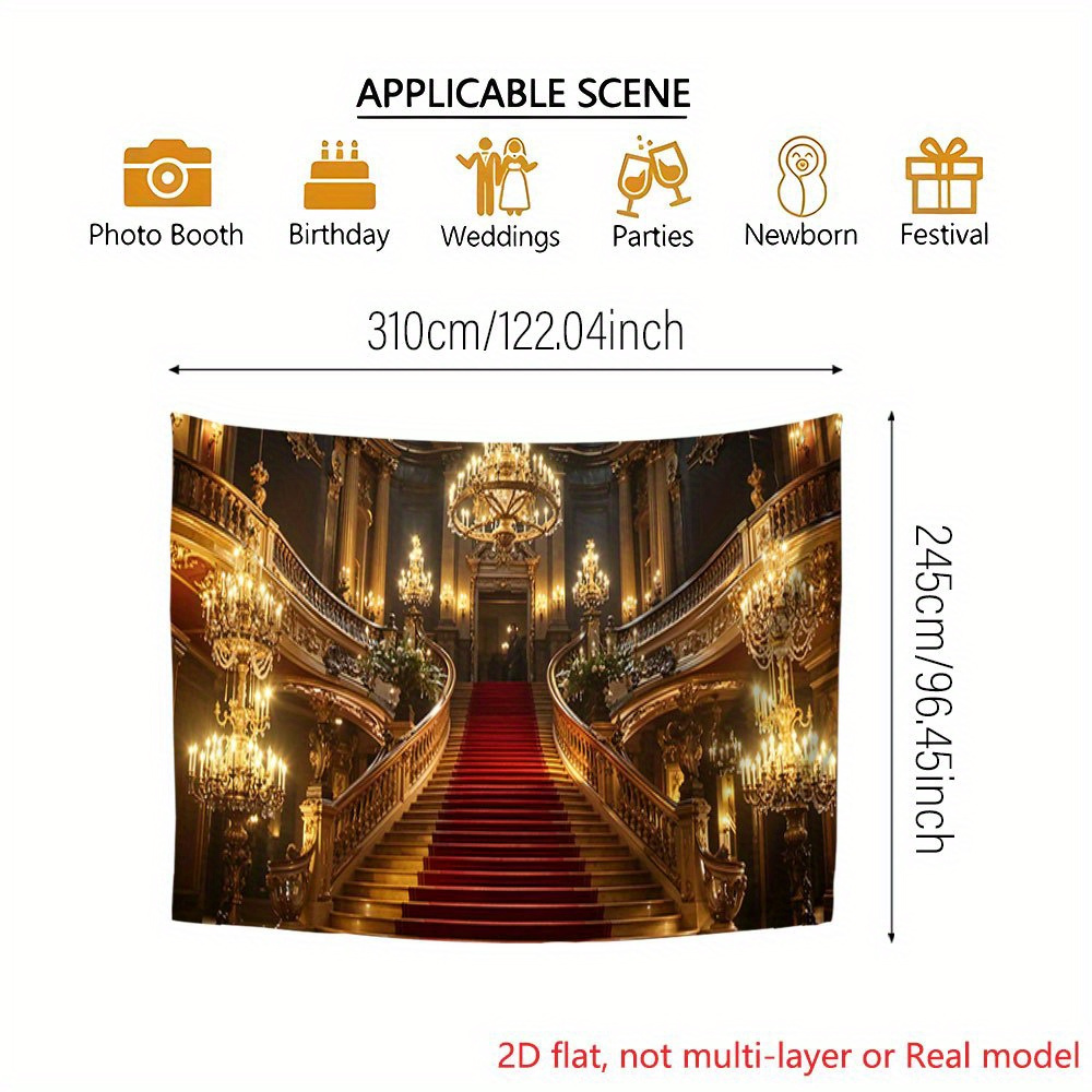 Grand Staircase Chandelier Red Carpet Oversized Garage Backdrop