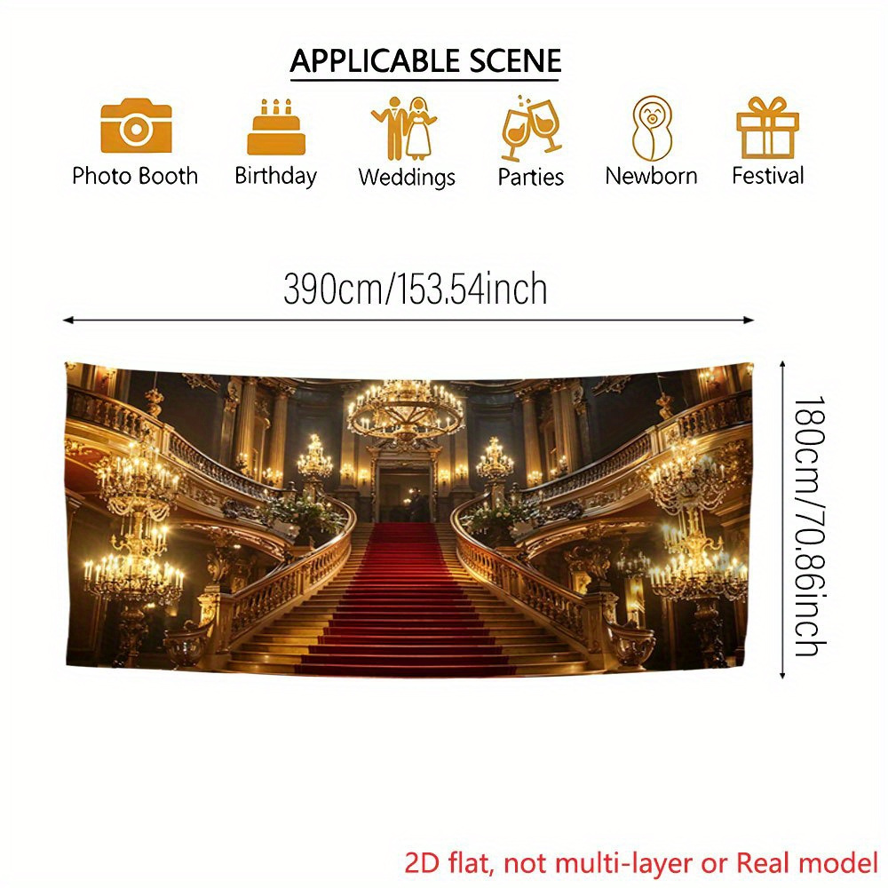 Grand Staircase Chandelier Red Carpet Oversized Garage Backdrop
