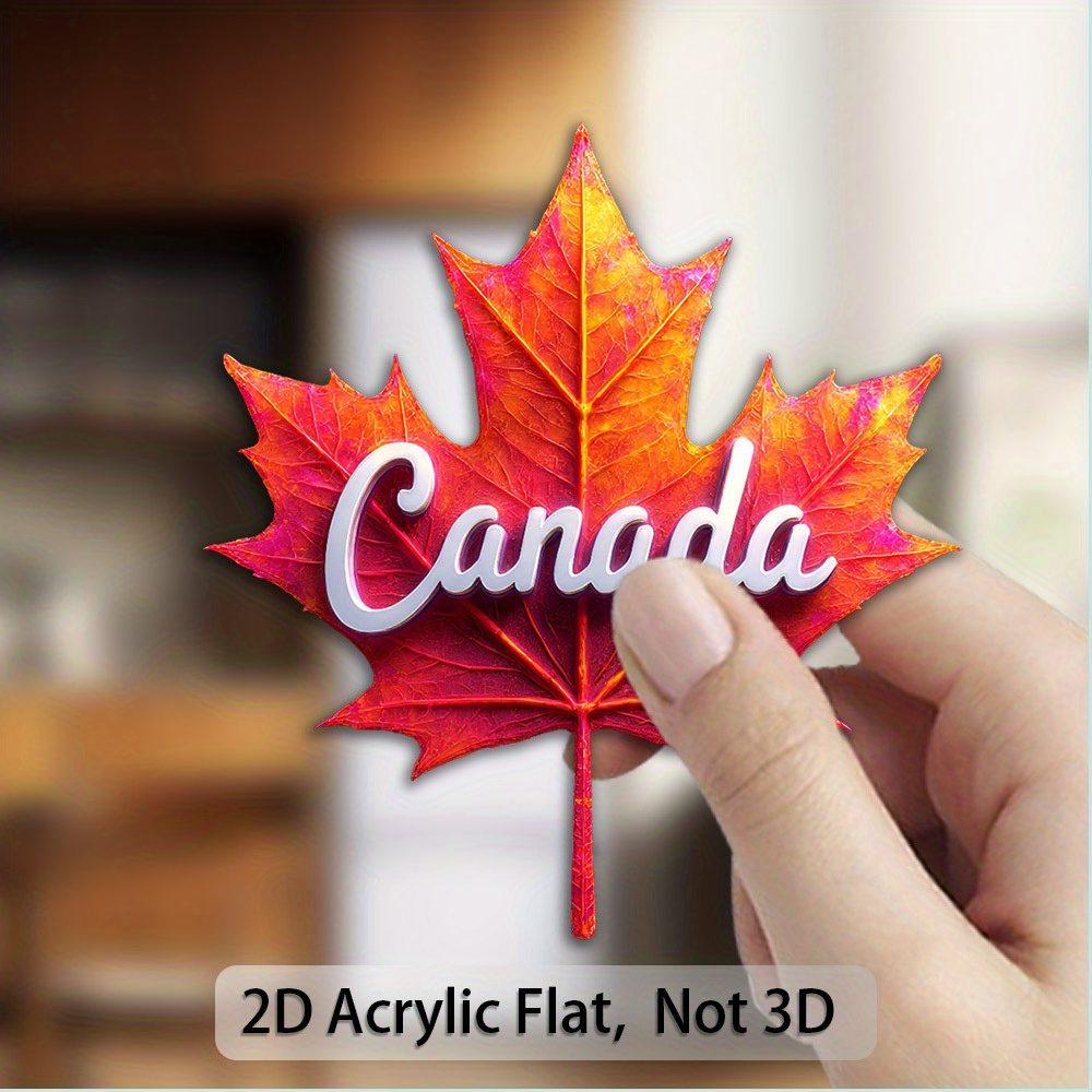 TEMU 1pc Maple Leaf Canada Fridge Magnet With Magnetic Canada Lettering - Acrylic Fridge Magnets For Fridge, Freezer, Whiteboard - Canadian-themed