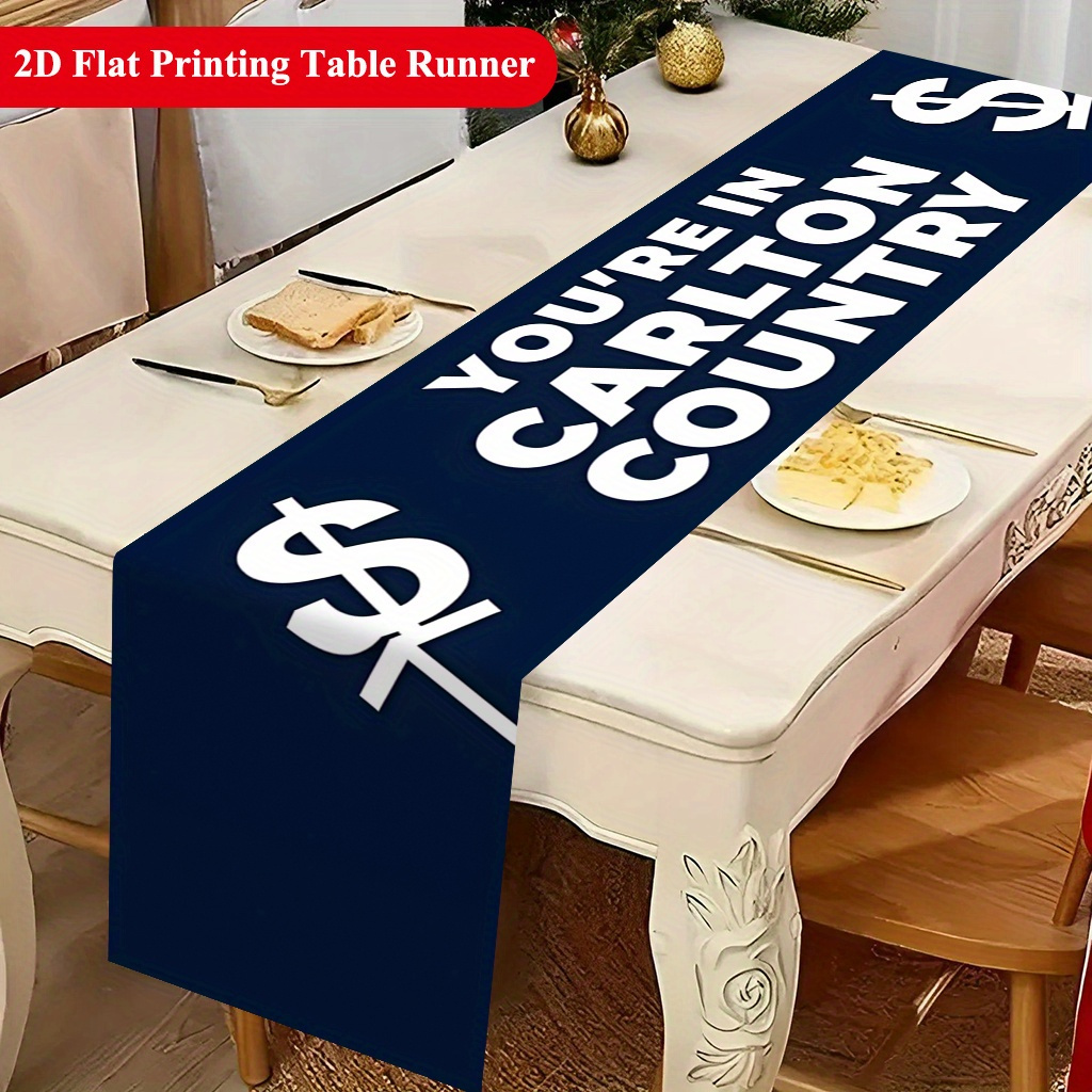 TEMU 1pc 1pcs Table Runner Suitable For Dining Tables, Kitchens, Parties - Durable Polyester Rectangular Runner With Print, Elegant Decorative Banner