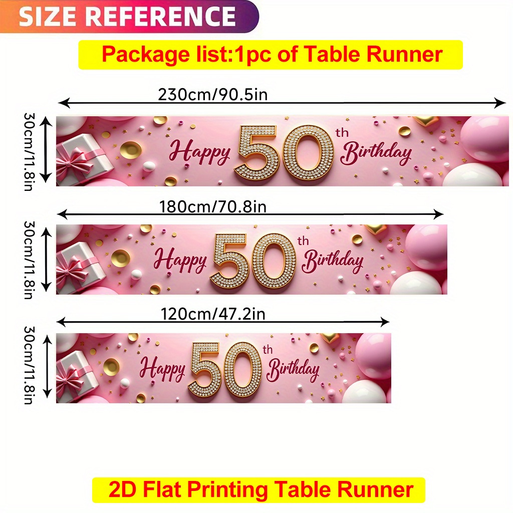TEMU 1pc Of 2d Tablecloth, Polyester Tablecloth For Celebrating A 50th Birthday, Rectangular, Suitable For Dining Tables, Coffee Tables, Home Party