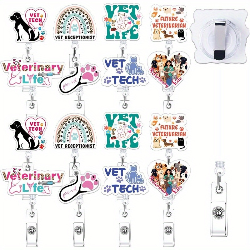16pcs veterinary tech badge reel bulk retractable id badge - Temu